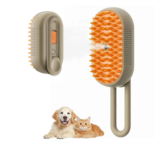 3-in-1 Pet Steam Brush for Dogs & Cats | Anti-Static Grooming Tool