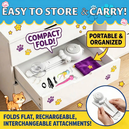Automatic Interactive Cat Toy Rechargeable with Suction Modes