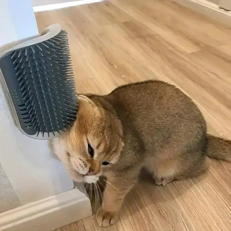 Wall Mounted Cat Self Grooming Corner Brush Massager