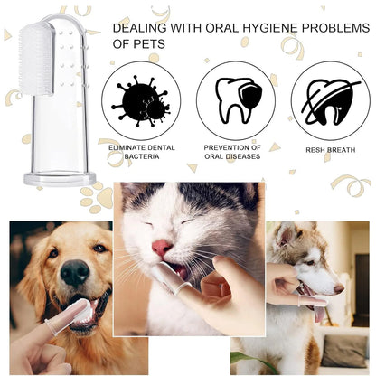 5-Pack Silicone Finger Toothbrush for Dogs & Cats Oral Care