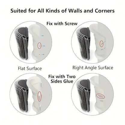 Wall Mounted Cat Self Grooming Corner Brush Massager