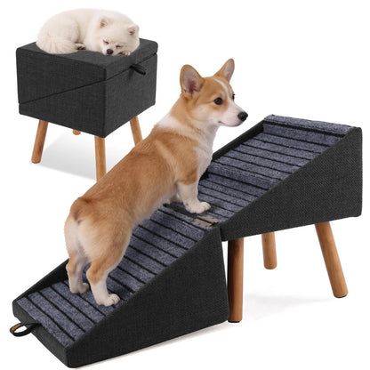 Wooden Dog Ramp Ottoman 2-in-1 Sofa Step for Pets
