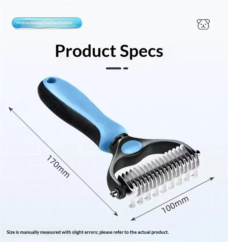 Double-Sided Pet Dematting Rake for Long Hair Dogs & Cats