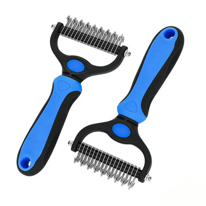 Double-Sided Pet Dematting Rake for Long Hair Dogs & Cats