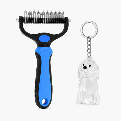 Double-Sided Pet Dematting Rake for Long Hair Dogs & Cats