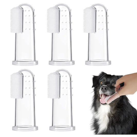 5-Pack Silicone Finger Toothbrush for Dogs & Cats Oral Care