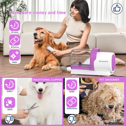 Geoorood Pet Grooming Vacuum Kit 13kPa Suction All-in-One Hair Removal System