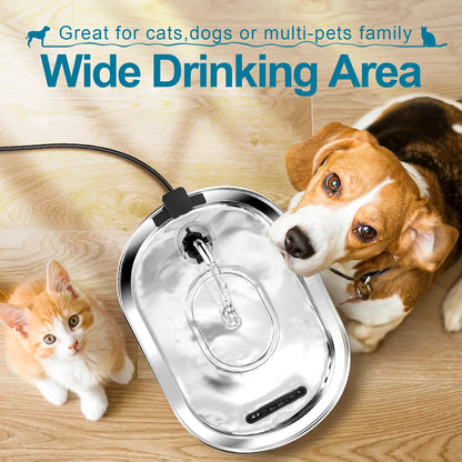 TIANSUSO Stainless Steel Cat Water Fountain 3.2L Ultra Quiet