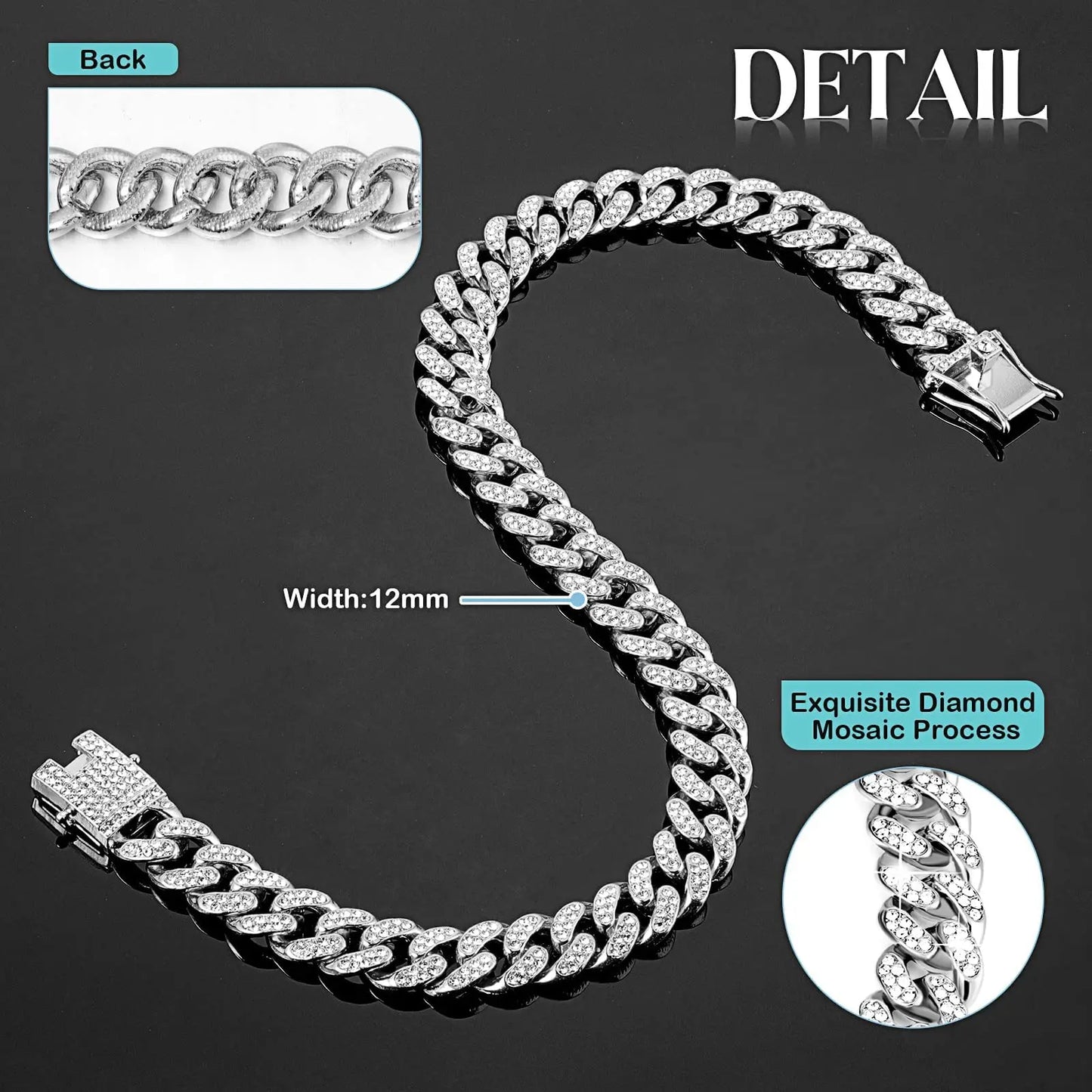 Rhinestone Cuban Style Dog Necklace for Small to Large Dogs