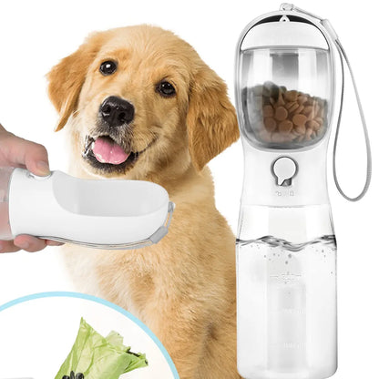 3-in-1 Portable Dog Water Bottle with Food & Waste Bag Storage