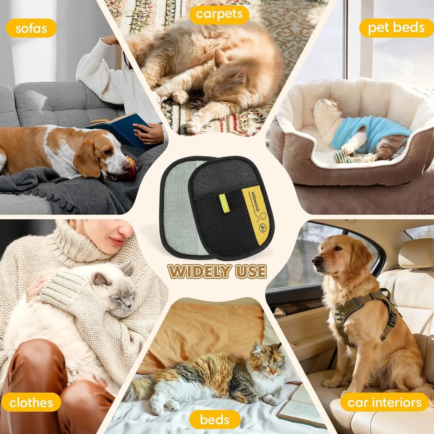 Anti-Static Pet Grooming Glove for Shedding & Hair Removal